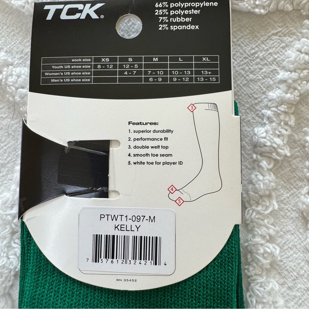 TCK Athletic Unisex Multi-sport Socks Size Medium Kelly Green - Picture 3 of 7